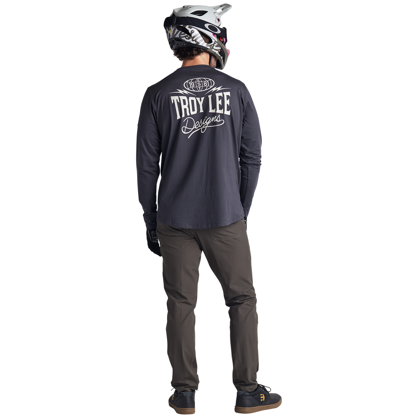 Troy Lee Designs Ruckus Long Sleeve Ride Tee - Bolts - Carbon