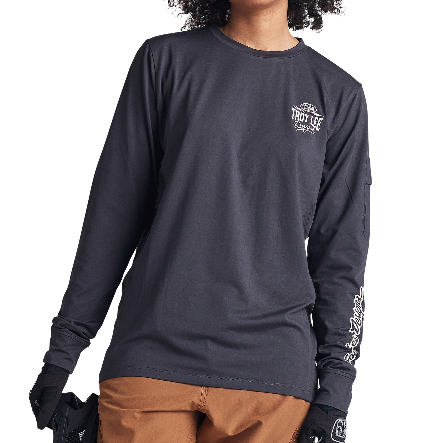 Troy Lee Designs Ruckus Long Sleeve Ride Tee - Bolts - Carbon