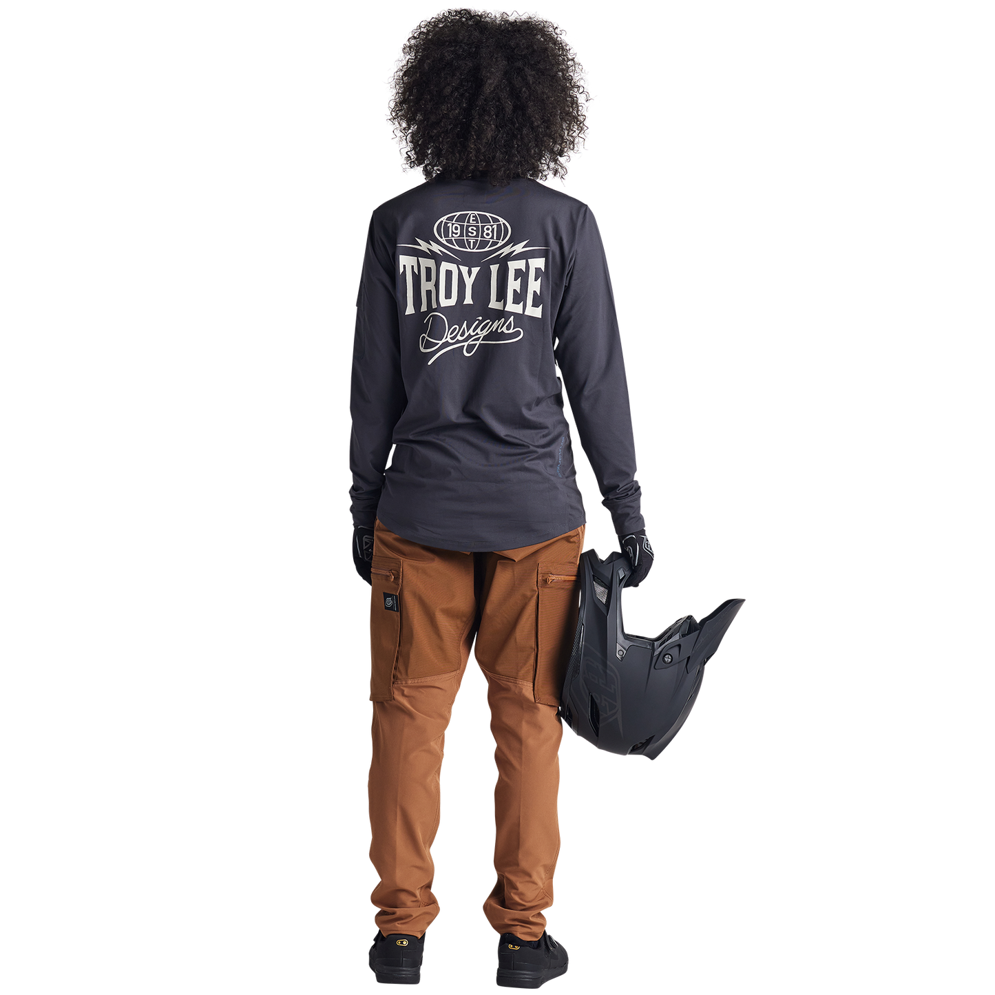 Troy Lee Designs Ruckus Long Sleeve Ride Tee - Bolts - Carbon