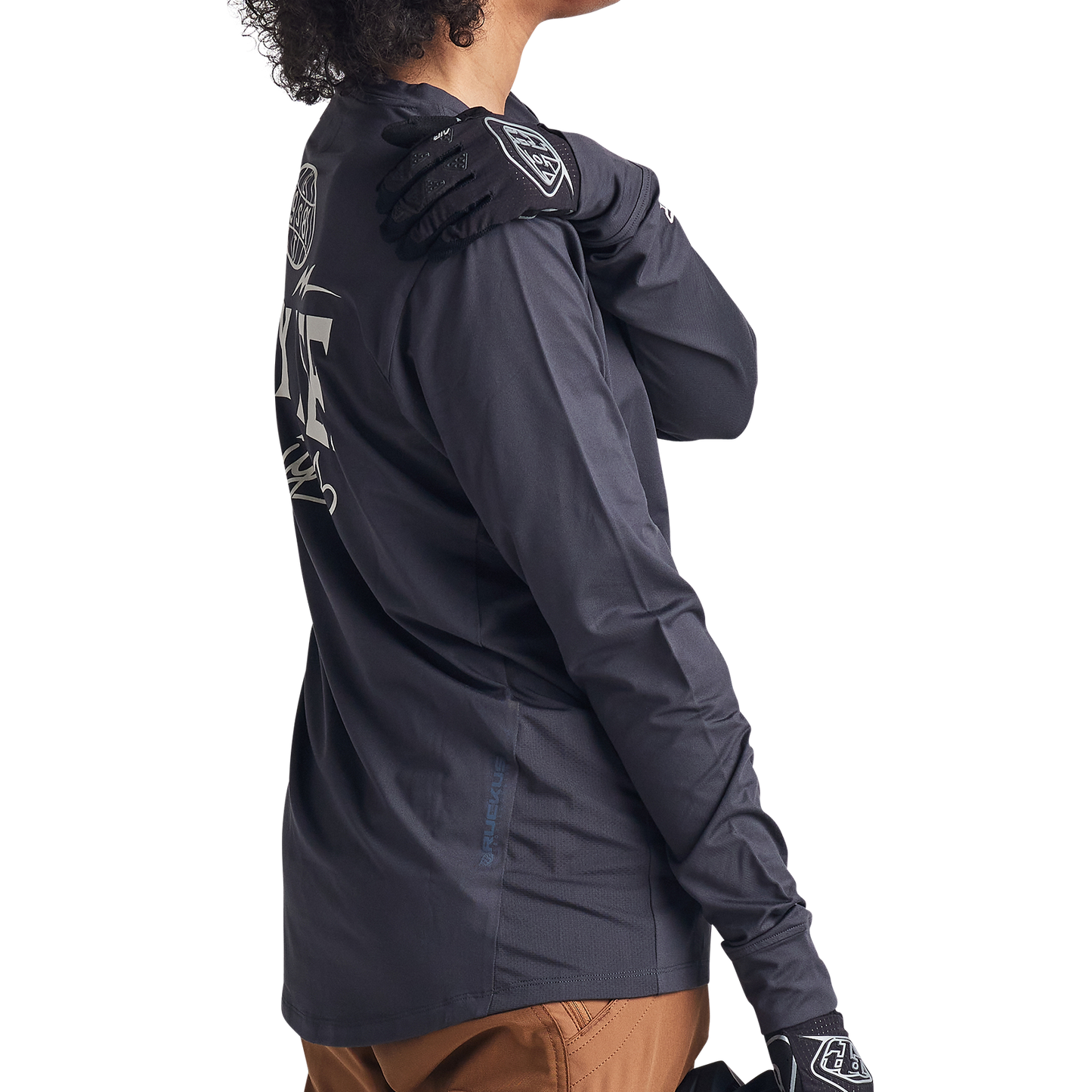 Troy Lee Designs Ruckus Long Sleeve Ride Tee - Bolts - Carbon
