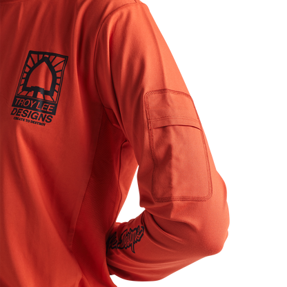 Troy Lee Designs Ruckus Long Sleeve Ride Tee - Bolts - Create To Destroy - Brick