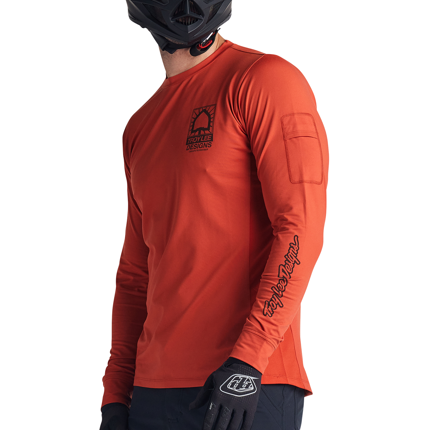 Troy Lee Designs Ruckus Long Sleeve Ride Tee - Bolts - Create To Destroy - Brick