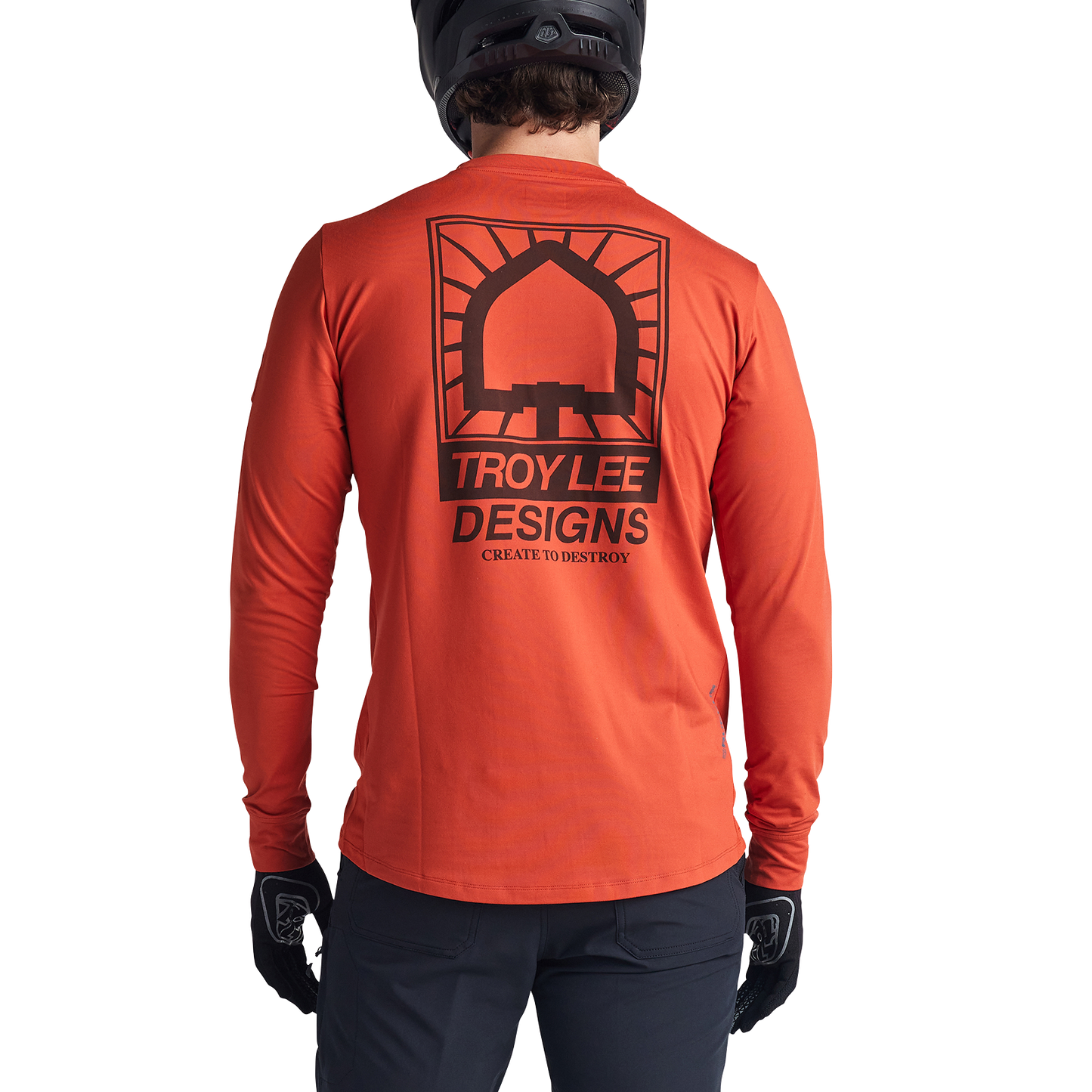 Troy Lee Designs Ruckus Long Sleeve Ride Tee - Bolts - Create To Destroy - Brick