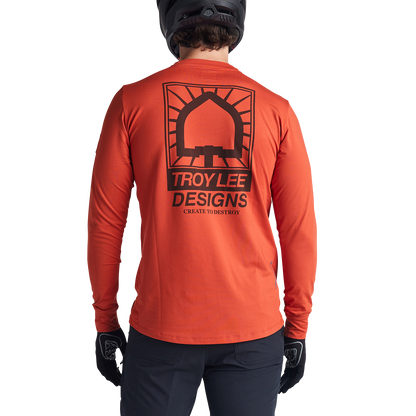Troy Lee Designs Ruckus Long Sleeve Ride Tee - Bolts - Create To Destroy - Brick