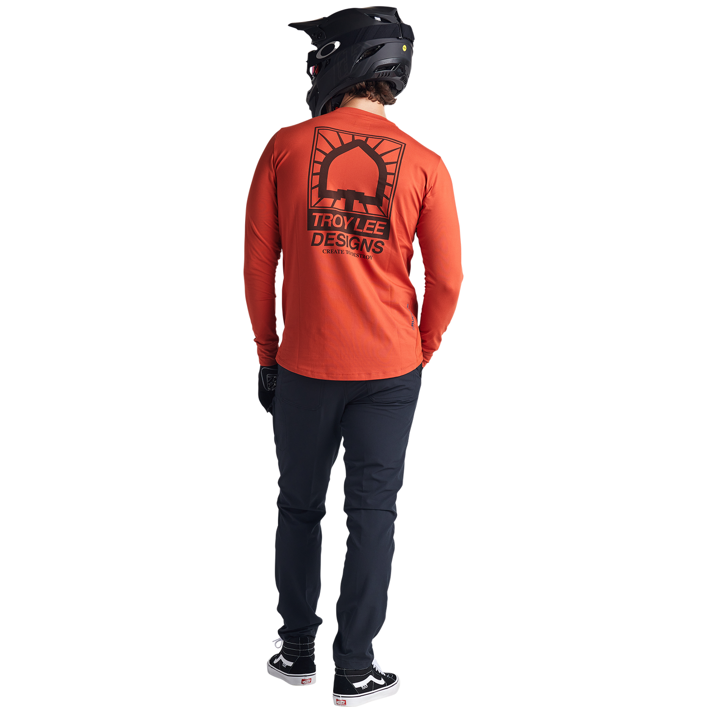 Troy Lee Designs Ruckus Long Sleeve Ride Tee - Bolts - Create To Destroy - Brick