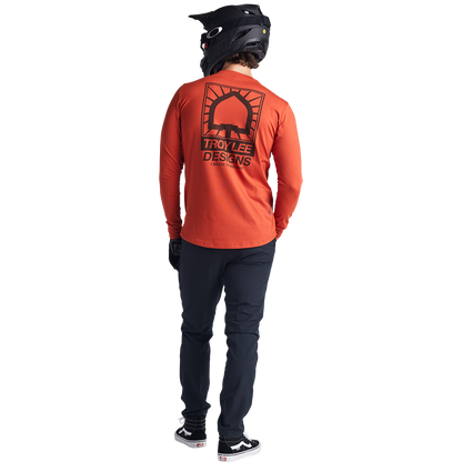 Troy Lee Designs Ruckus Long Sleeve Ride Tee - Bolts - Create To Destroy - Brick