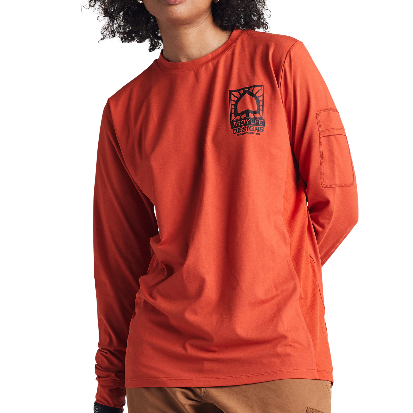 Troy Lee Designs Ruckus Long Sleeve Ride Tee - Bolts - Create To Destroy - Brick