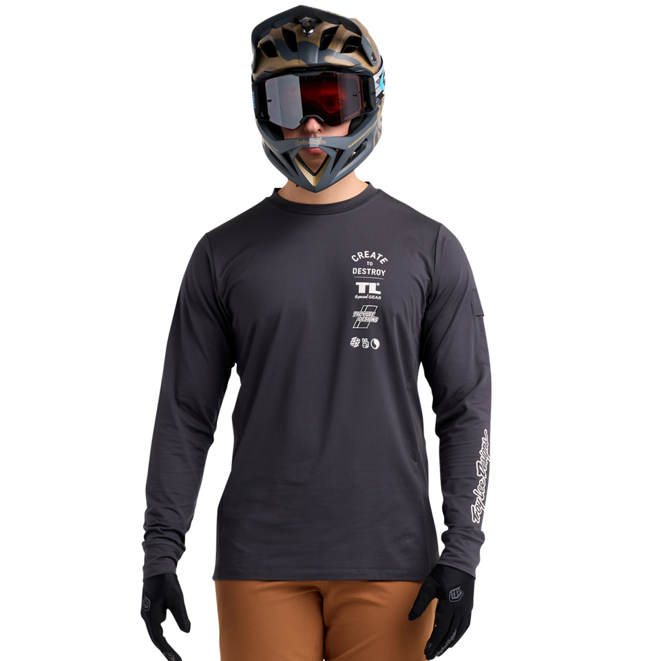 Troy Lee Designs Ruckus Long Sleeve Ride Tee - Destroy - Carbon