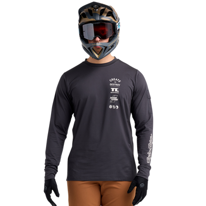 Troy Lee Designs Ruckus Long Sleeve Ride Tee - Destroy - Carbon