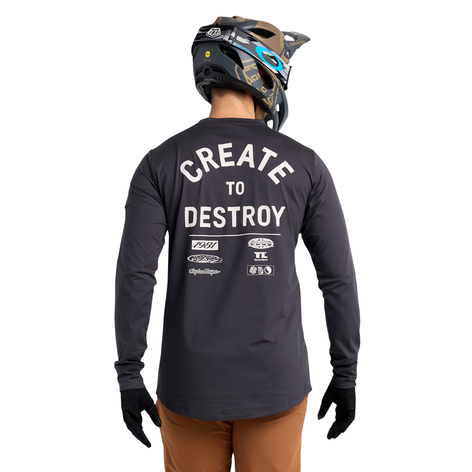 Troy Lee Designs Ruckus Long Sleeve Ride Tee - Destroy - Carbon