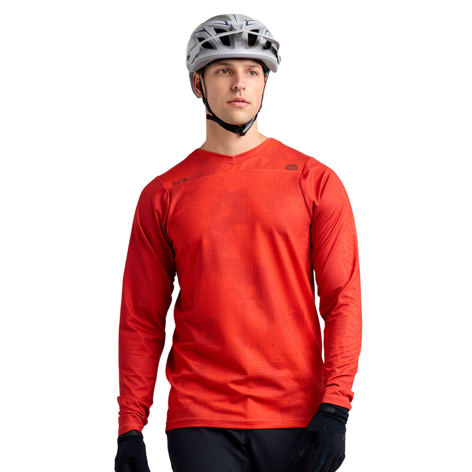 Troy Lee Designs Skyline Chill Long Sleeve MTB Jersey - Scattered - Fire Orange