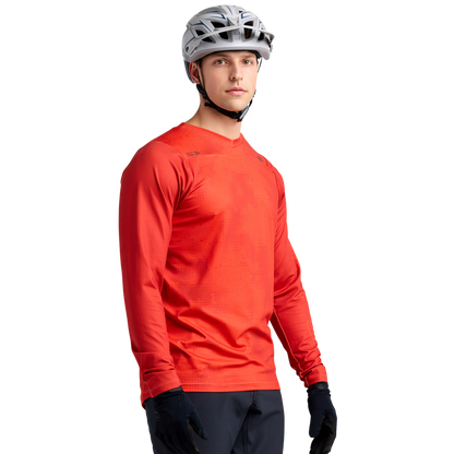 Troy Lee Designs Skyline Chill Long Sleeve MTB Jersey - Scattered - Fire Orange