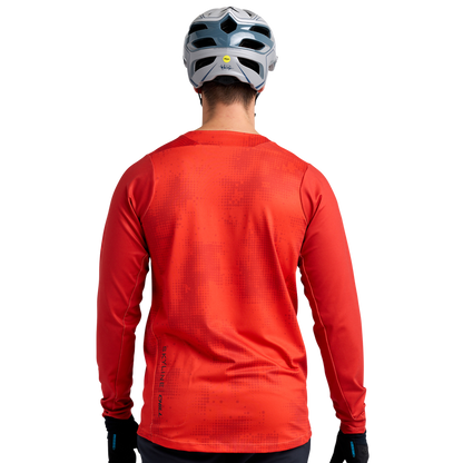 Troy Lee Designs Skyline Chill Long Sleeve MTB Jersey - Scattered - Fire Orange