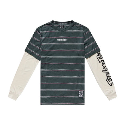Troy Lee Designs Skyline Fakie Long Sleeve Ride Tee - Stripe - Dark Forest