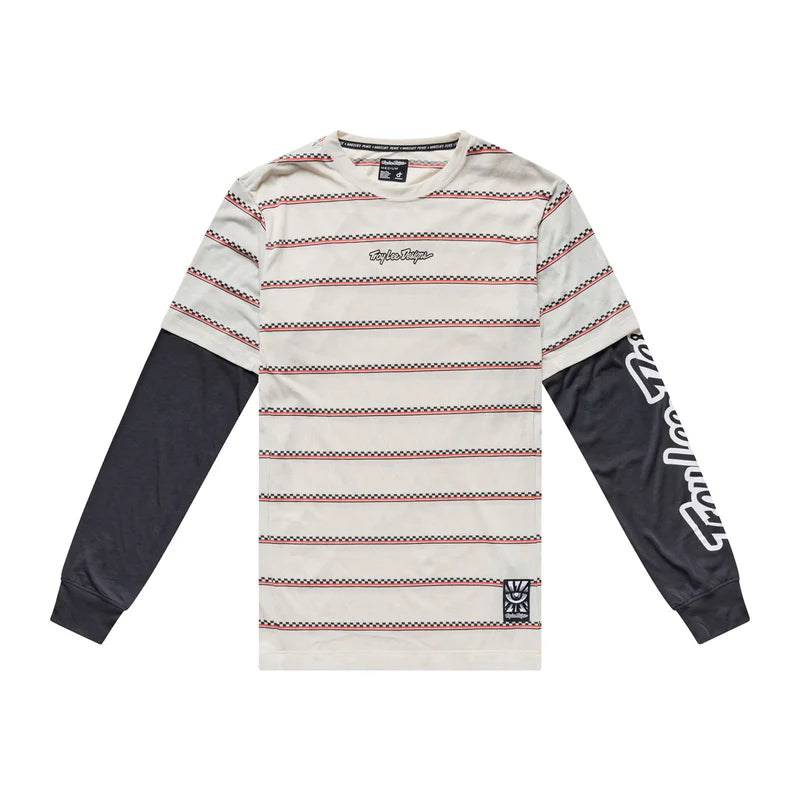 Troy Lee Designs Skyline Fakie Long Sleeve Ride Tee - Stripe - Pumice