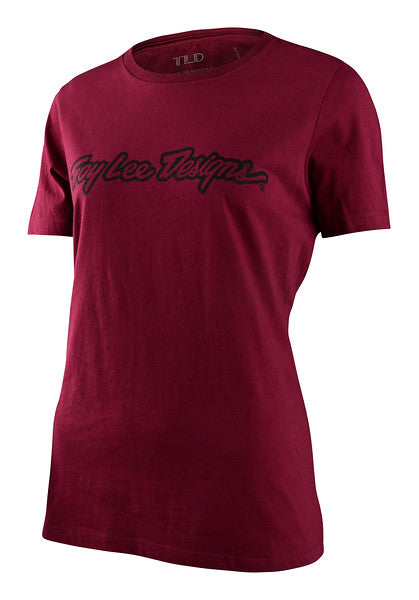 Troy Lee Designs Signature Short Sleeve Tee - Womens - Maroon Maroon Small 