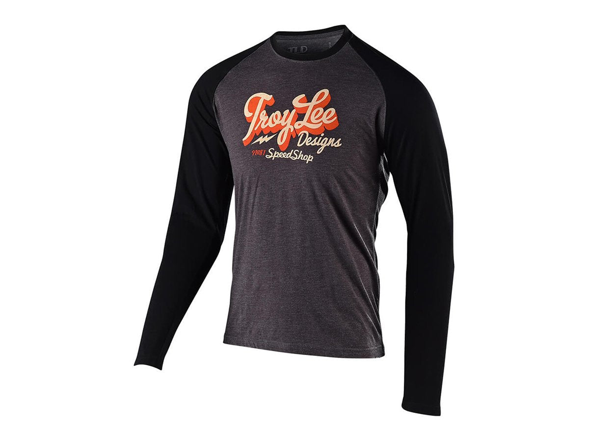 Troy Lee Designs Vintage Speed Shop Long Sleeve Tee - Charcoal-Black Charcoal - Black Small 