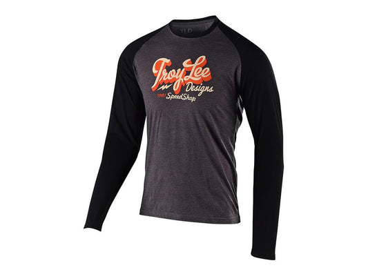 Troy Lee Designs Vintage Speed Shop Long Sleeve Tee - Charcoal-Black Charcoal - Black Small 