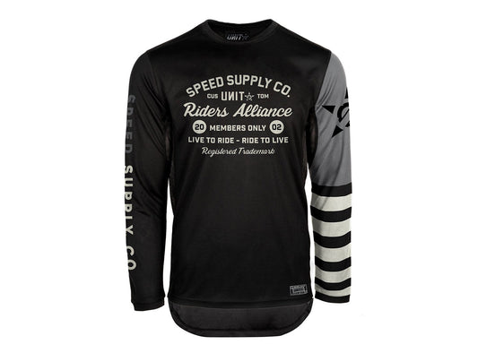 Unit Bandit Long Sleeve MX Jersey - Slim Fit - Black-Gray - 2021 Black - Gray Medium 