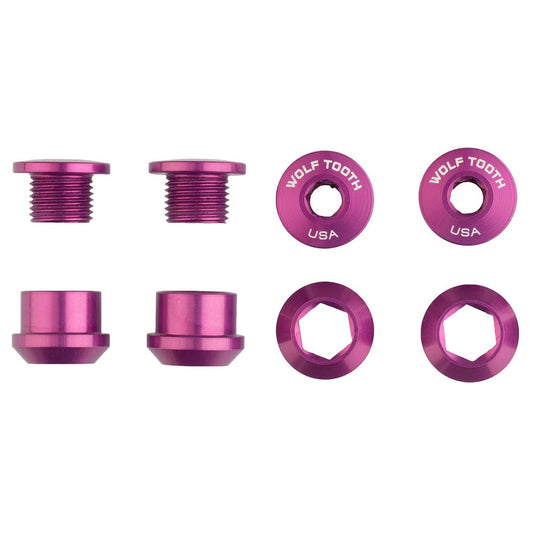 Wolf Tooth Components Chainring Bolt & Nut Set - 6mm - Purple Purple Set Of 4 - 8 Pieces 