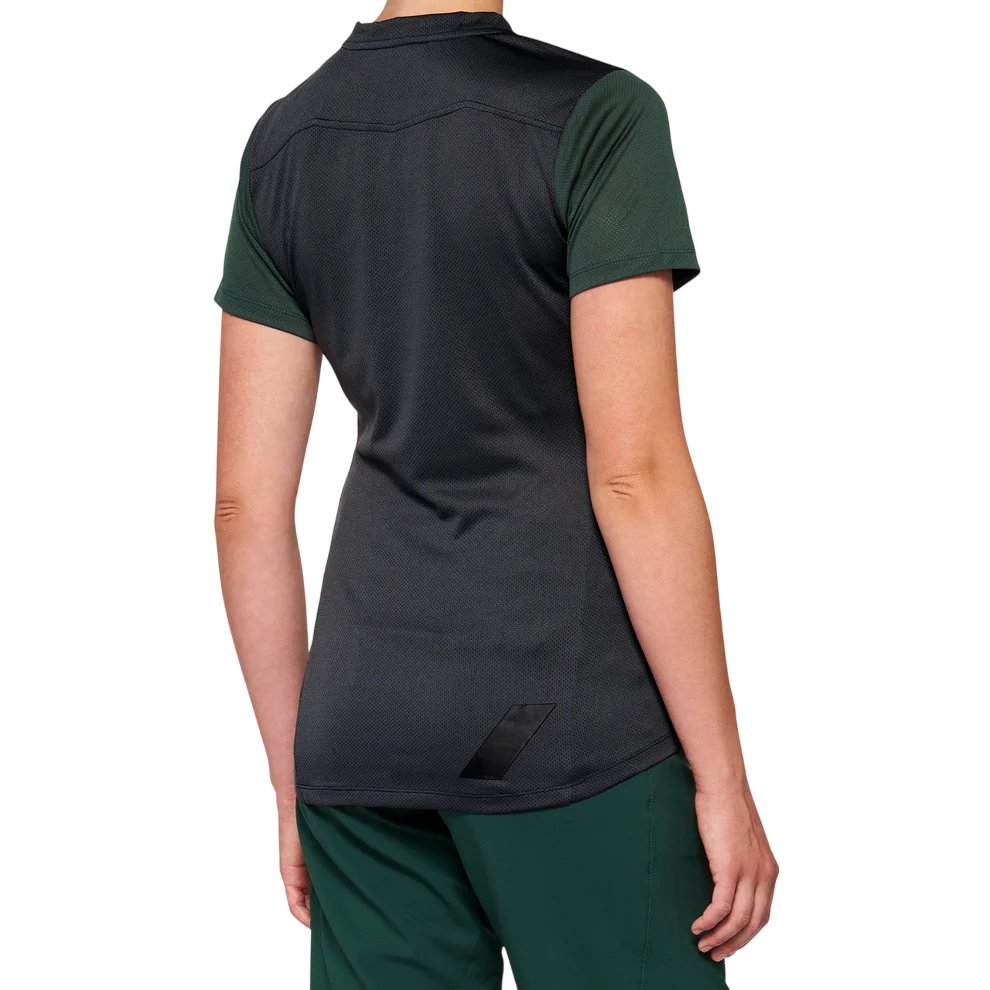100% Ridecamp Short Sleeve MTB Jersey - Womens - Charcoal-Forest Green