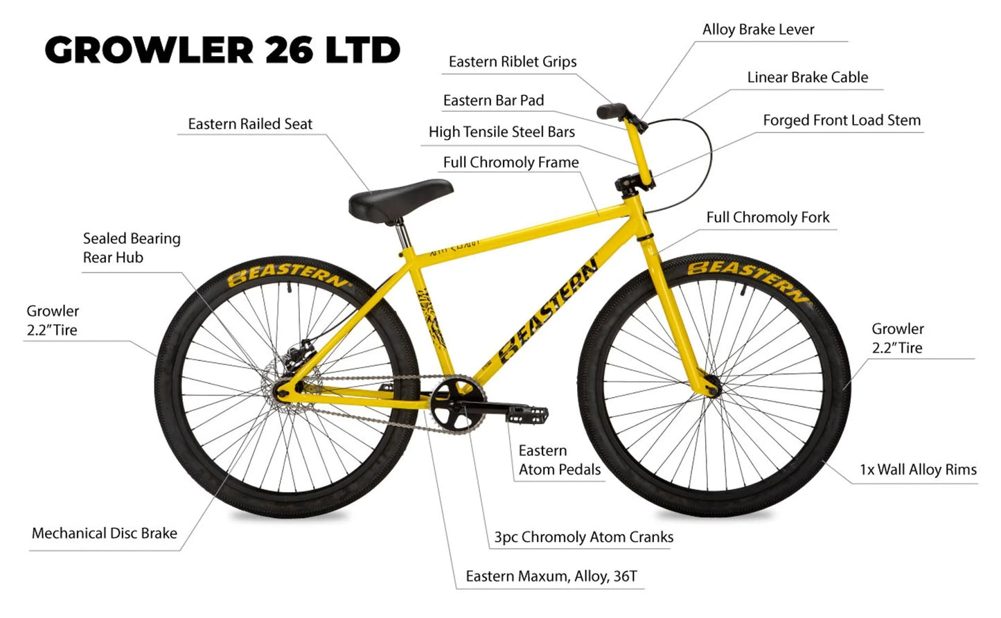Eastern Growler LTD 26" BMX Cruiser - White