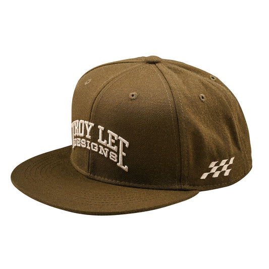 Troy Lee Designs Scholar Flat Bill Snapback Hat - Olive