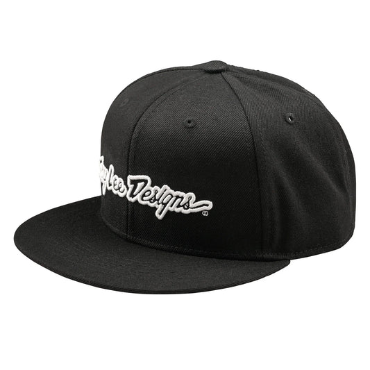 Troy Lee Designs Signature Flat Bill Snapback Hat - Black