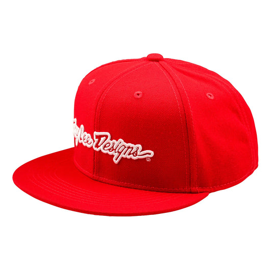 Troy Lee Designs Signature Flat Bill Snapback Hat - Team Red
