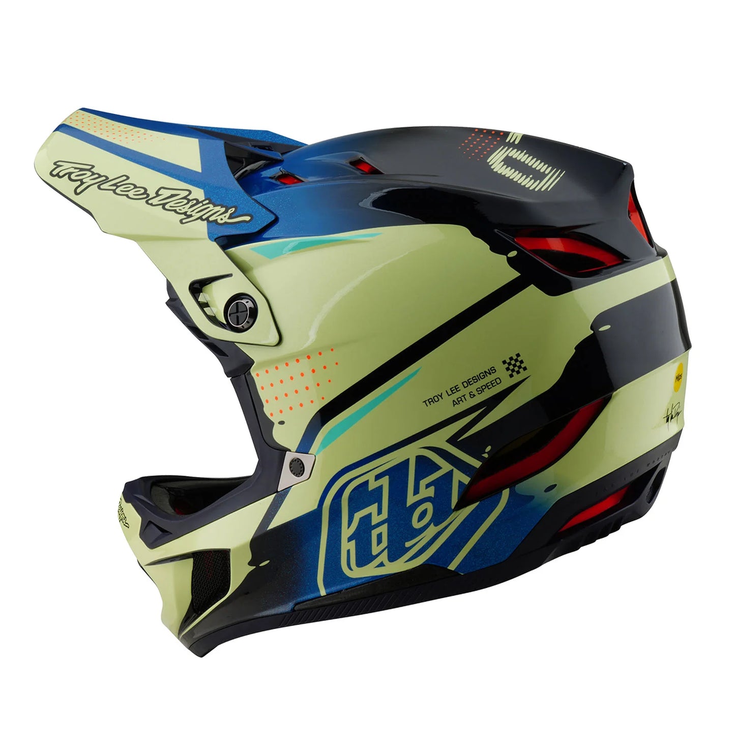 Troy Lee Designs D4 Composite Full Face Helmet - Drip - Glo Yellow
