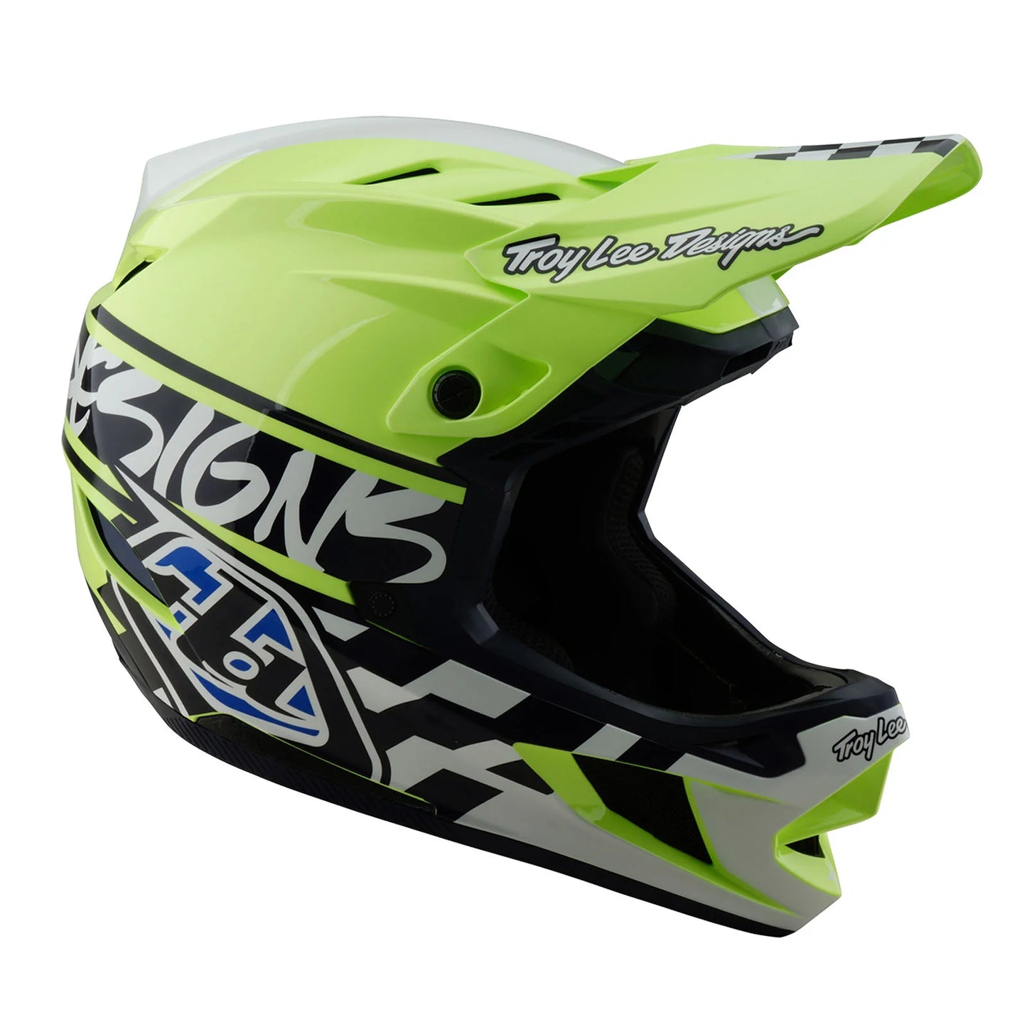 Troy Lee Designs D4 Polyacrylite Full Face Helmet - Fifty-50 - Navy-Glo Yellow