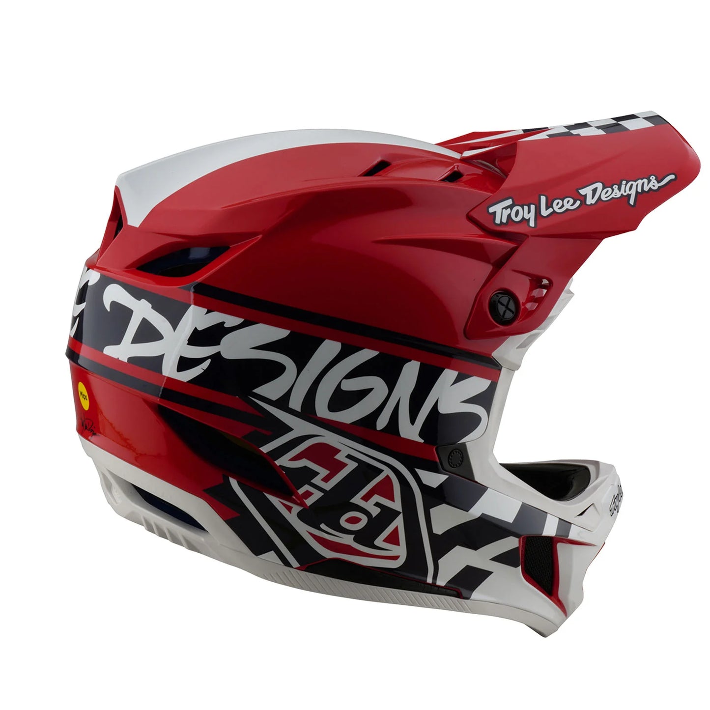 Troy Lee Designs D4 Polyacrylite Full Face Helmet - Fifty-50 - White-Red